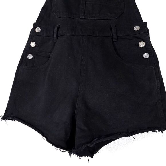 BRANDY MELVILLE Hayley Overall Shorts Workwear Jumpsuit 90s Black Denim Small - Picture 3 of 9